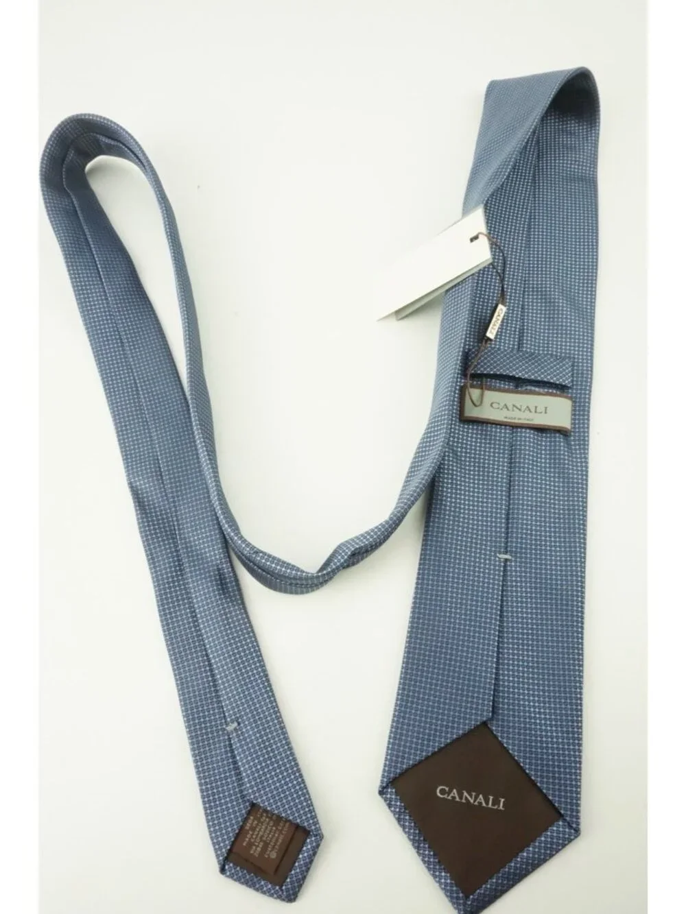 Canali Sky Denim Birdseye 100% Silk Tie Brand New With Tags